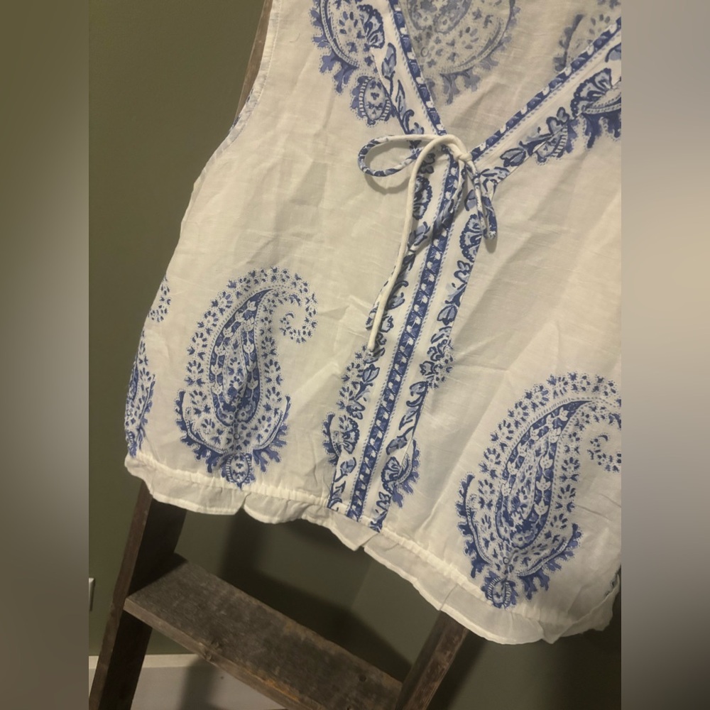 Lucky Brand Paisley Cotton Blouse - Picture 7 of 8